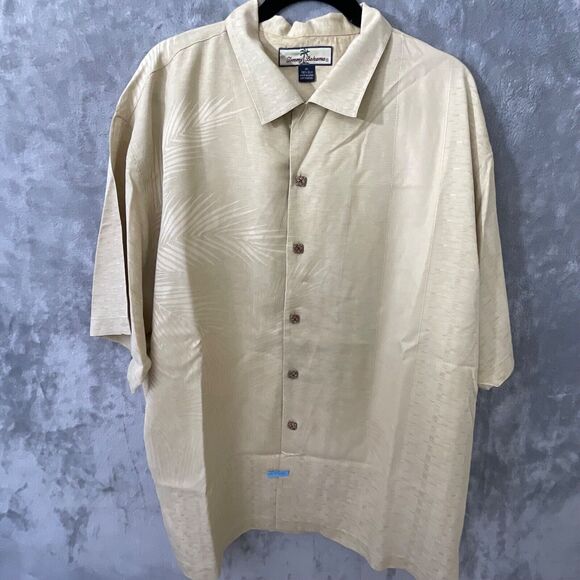 TOMMY BAHAMA shirt mens XL 100% Silk Floral Short Sleeve Shirt Button Tropical - Picture 5 of 12